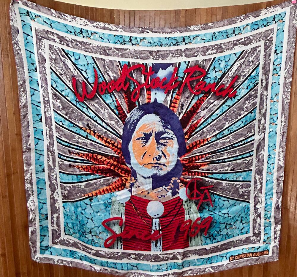Vintage Christian Audigier Love Woodstock Ranch Silk Scarf Rare